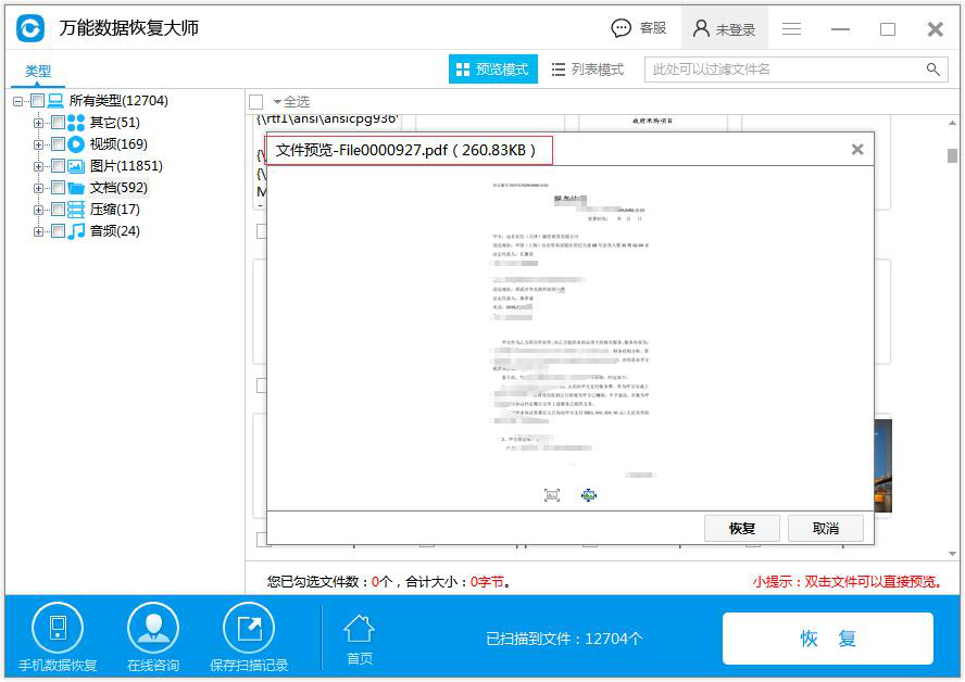 图4：预览恢复文件