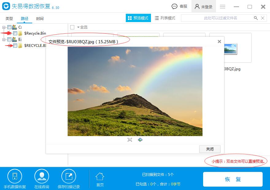图4：预览即将恢复的文件
